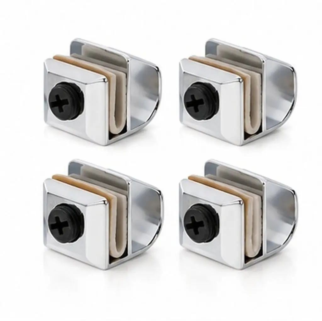 4Pcs Punch Free Glass Door Pull Zinc Alloy Non Slip Gasket Design for Shower Room Office Cabinet Bookcase Wine Cooler