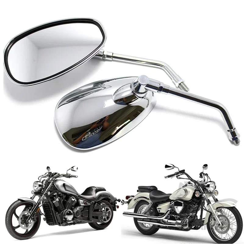 Universal 8mm 10mm Chrome Motorcycle Rear View Side Mirrors Handle Bar Bar End Motorcycle Mirrors Fit For Most Motorbikes