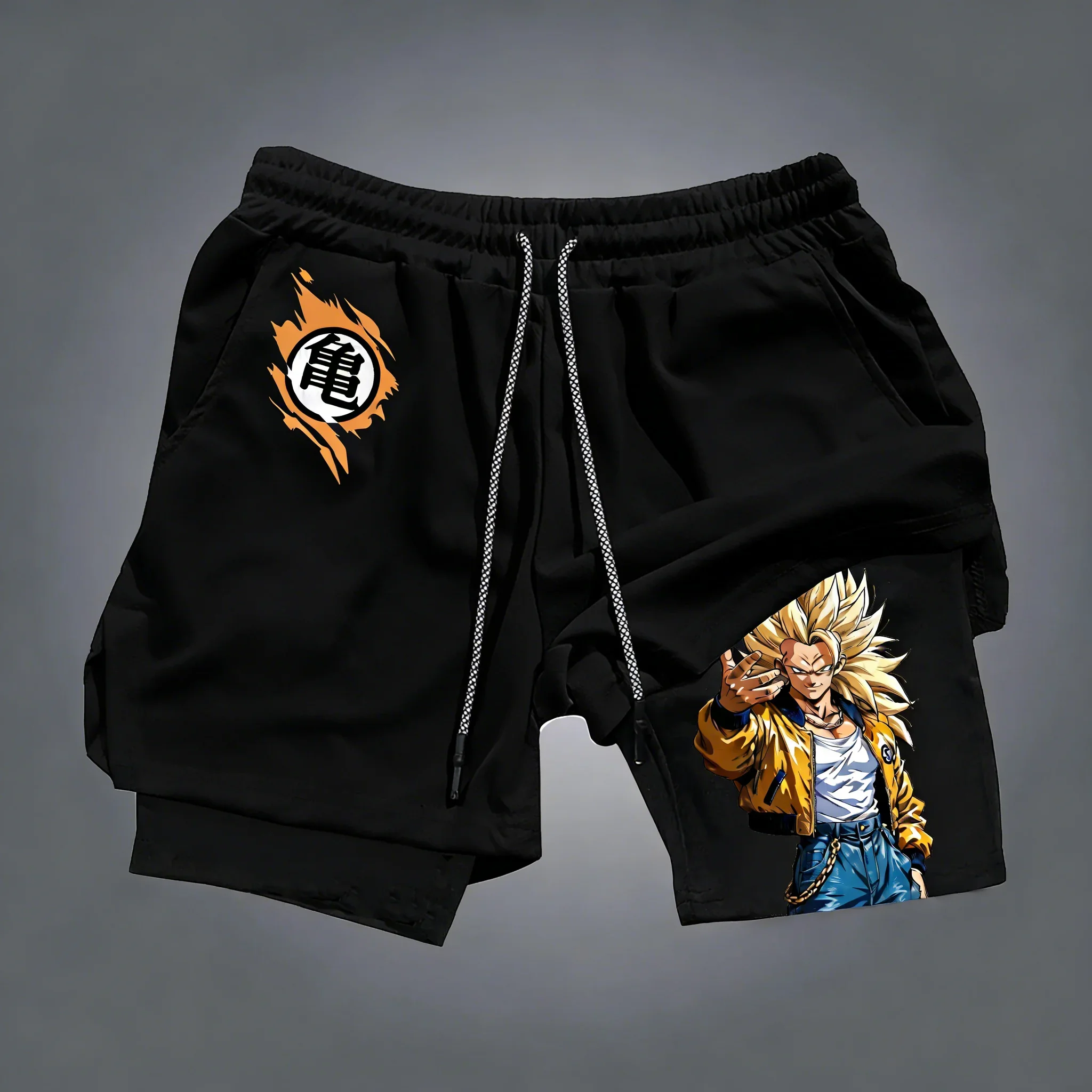 

Новые летние спортивные шорты Dragon Ball Anime 2026: двухслойные, унисекс, для бега и фитнеса, быстросохнущие, дышащие