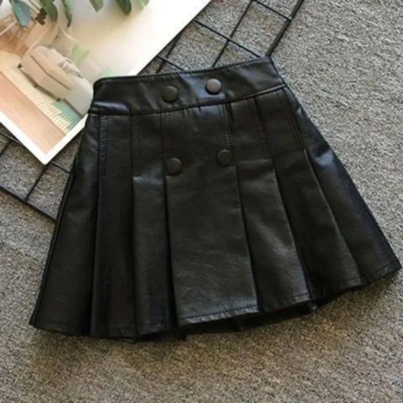 Winter New Women's Leather Short Skirt Thickened Pu Pleated Skirt Korean-style Stylish Fresh High-end Fashion Women's Clothing