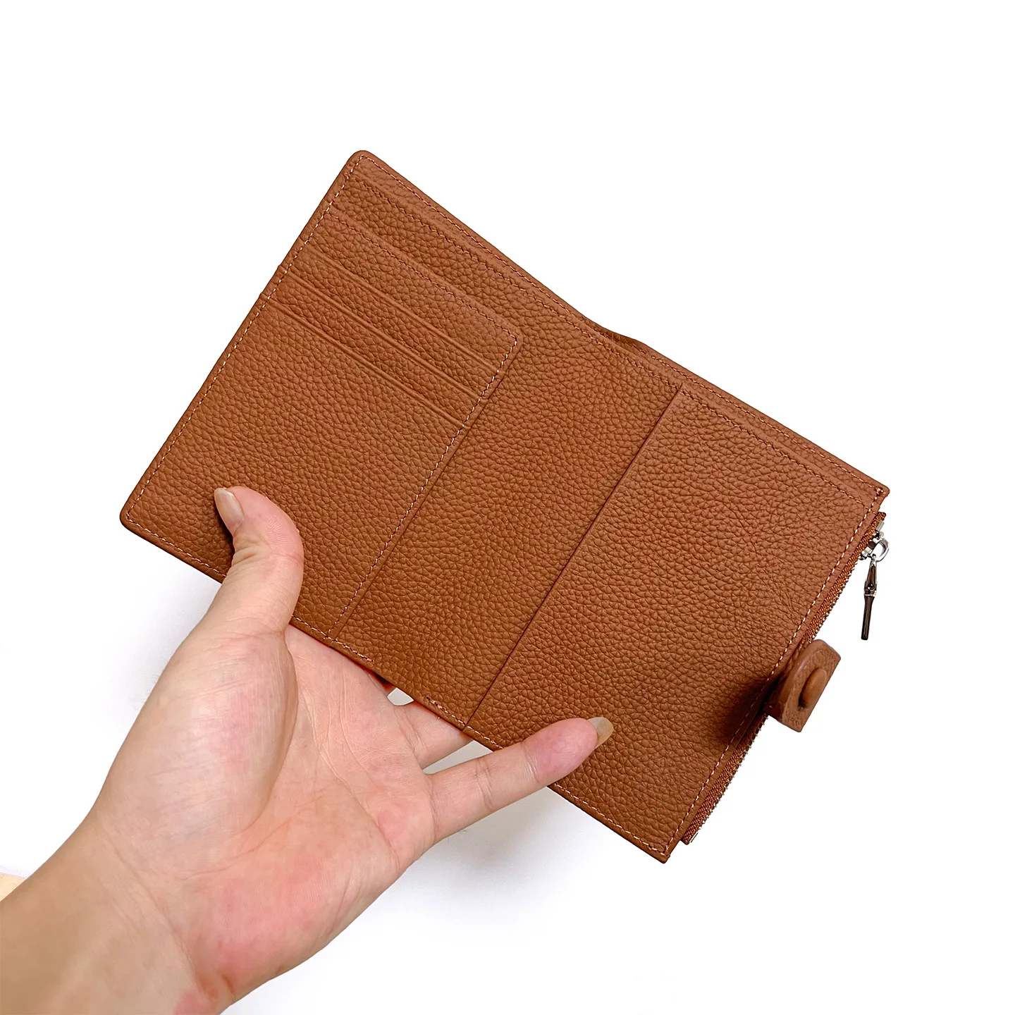 Classic Genuine Leather Bifold Wallet Snap Fastener Cash Compartment & Card Slots,Travel Document Organizer for Men Women Family
