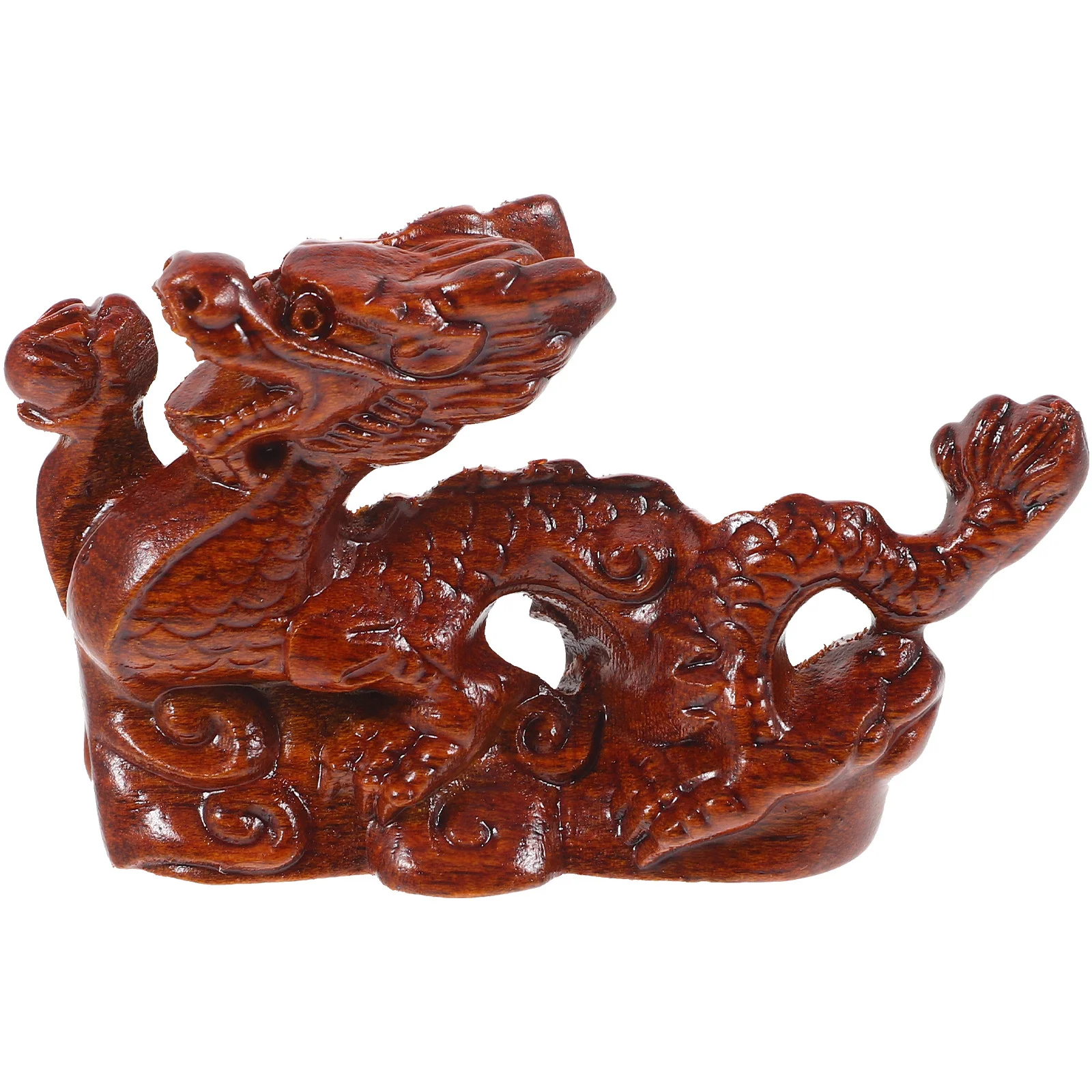 

Wooden Dragon Decor Carving Statue Small Animal Figurine Desktop Home Wall Art Resin Craft Chic Creative Ornament Statuette