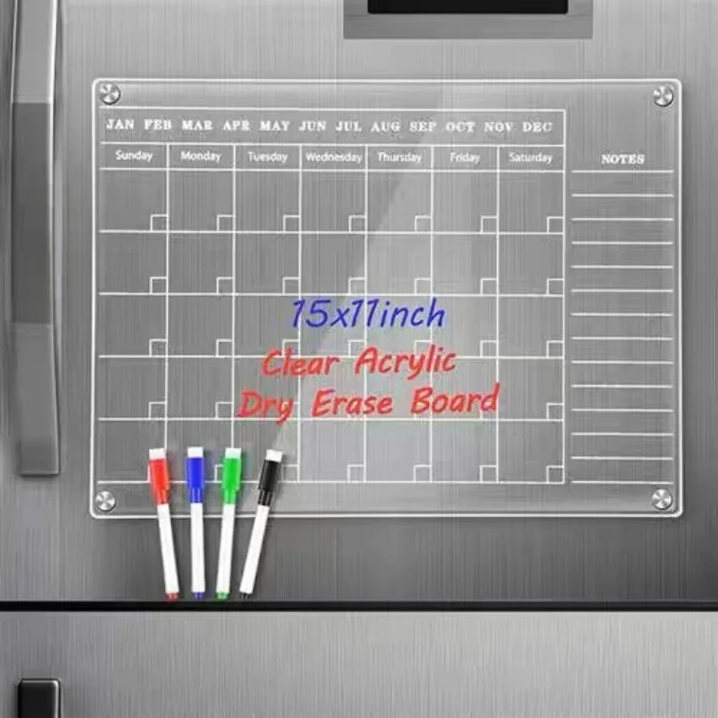 Fridge Magnetic Blackboard Calendar Acrylic Clear Weekly Planner Memo Refrigerator Magnetic Erasable Whiteboard Daily Schedule