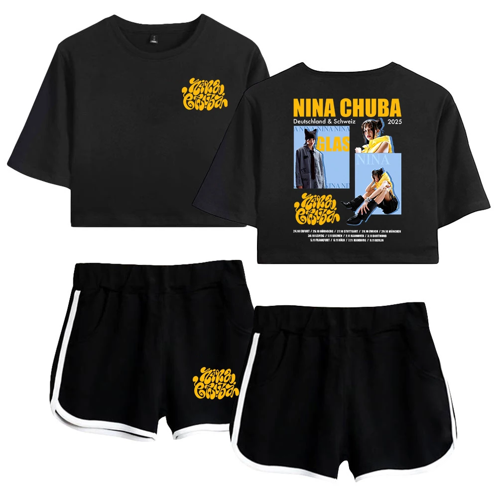 

GF Nina Chuba Vintage Graphic 2025 Arena Tour Укороченный топ с короткими рукавами + шорты Комплекты из двух предметов Женские топы