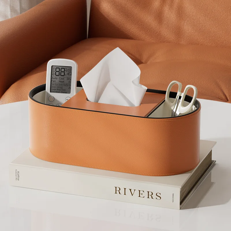 Simple Leather Tissue Boxes Creative Leather Miscellaneous Items Storage Tissue Holder Living Room Tabletop Storage Box