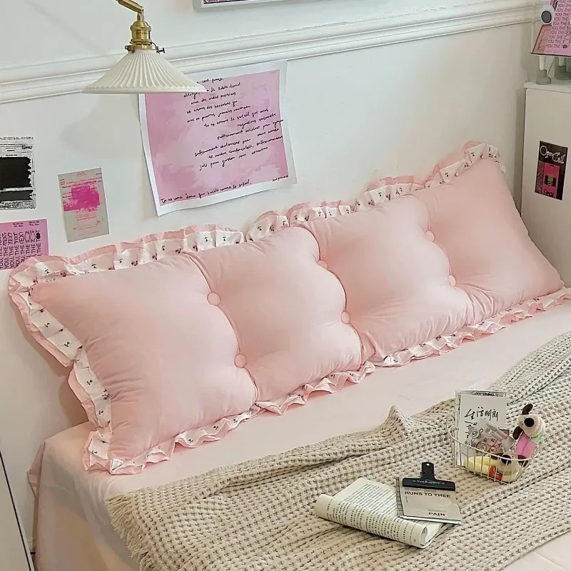 Cotton Removable Washable Bedside Soft Bag Seasonal Universal Pink Princess Style Cushion Bed Sofa Pillow Mat Dormitory Artifact