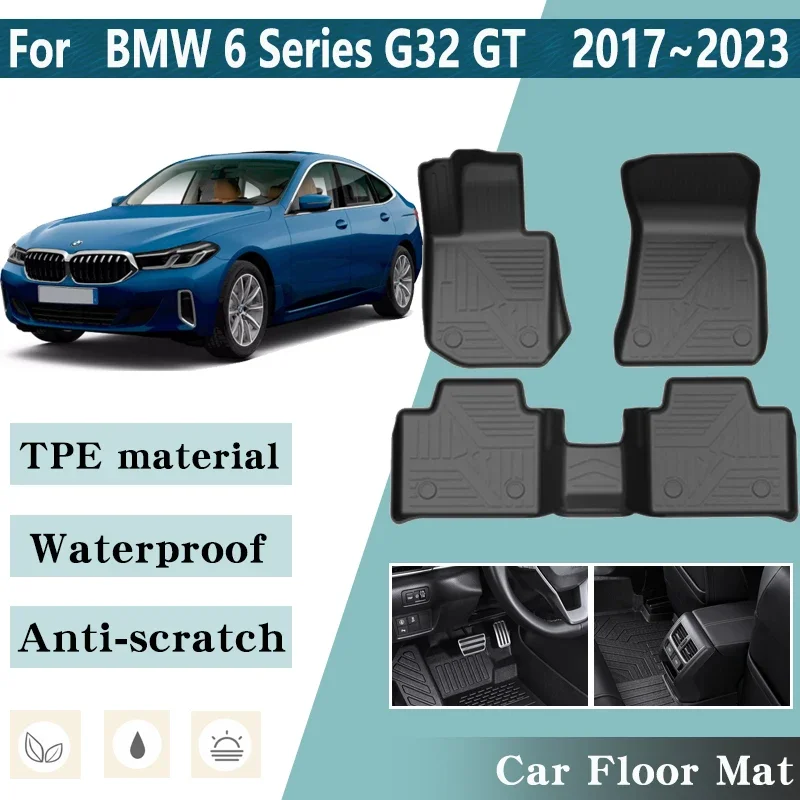 

LHD Car Floor Mat for BMW 6 Series G32 GT 640i 630i 620d 630d 2017~2023 Auto Foot Custom Liner Mat Anti-dirt Pad Car Accessories