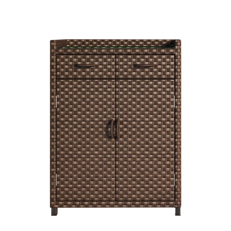 Outdoor lockers, rattan storage cabinets, waterproof and sunscreen, outdoor door, courtyard debris sorting tools, storage shoe c
