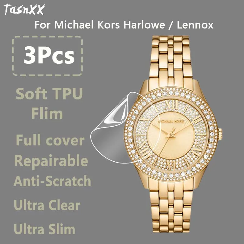 3Pcs For Michael Kors MK Harlowe Mini Lennox Pave Watch Ultra Clear Soft Hydrogel Repairable Film Screen Protector -Not Glass