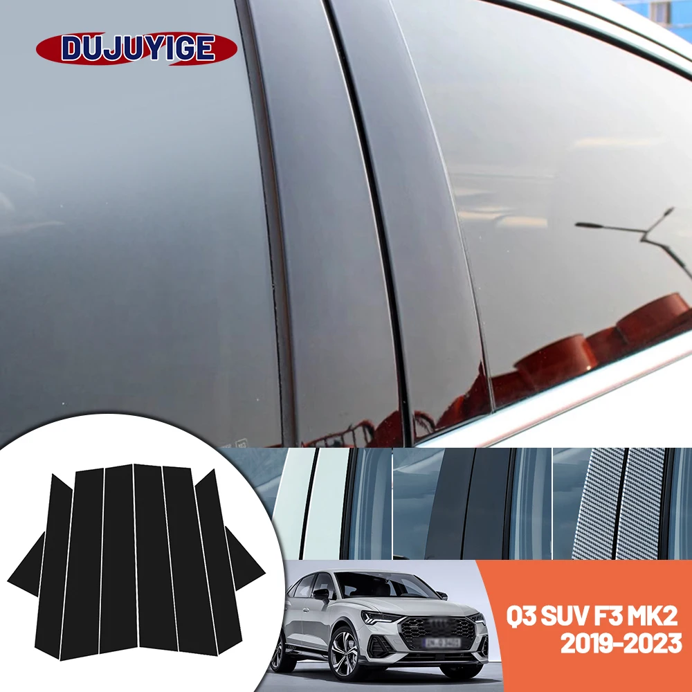 

Bright black carbon fiber door and window B C Pillar sticker suitable For Audi Q3 SUV F3 2019-2023 2020 2021 2022