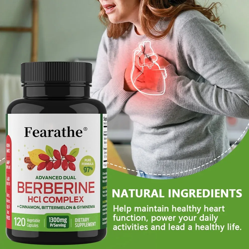 Berberine HCl with Ceylon Cinnamon 120 Capsules Vegetarian Supplement Gluten Free Non GMO for Digestive