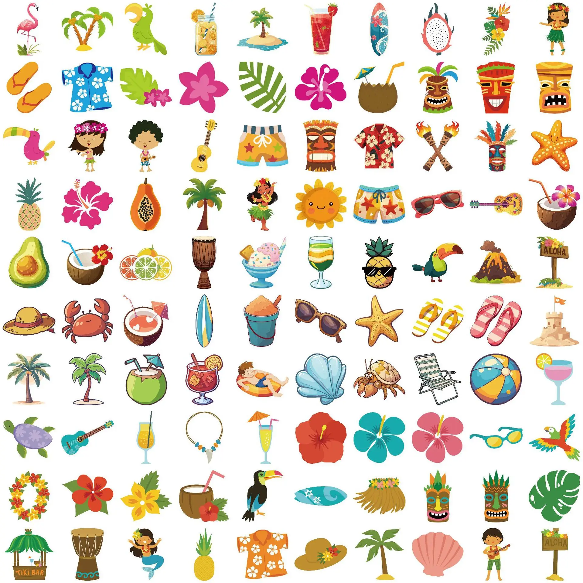 100 pcs Summer Beach Style Graffiti Stickers Diary Phone Laptop Luggage Skateboard Graffiti Decals Funny For Kid Toys