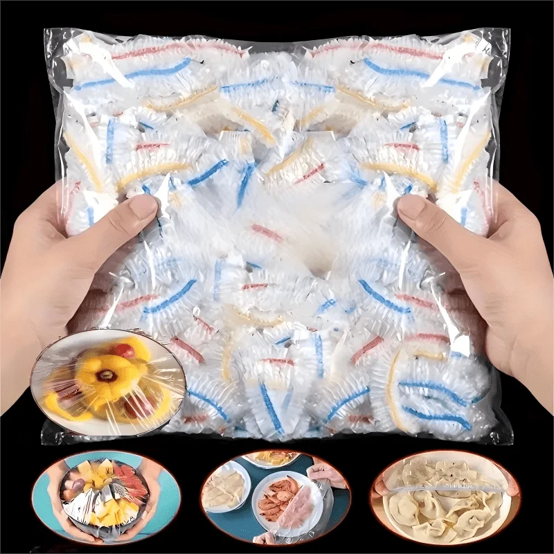 500Pcs Reusable Stretch Food Covers Colorful Elastic Lids Durable Kitchen Fresh Keeping Cover for Bowl Plate Fruit Vegetable ﻿