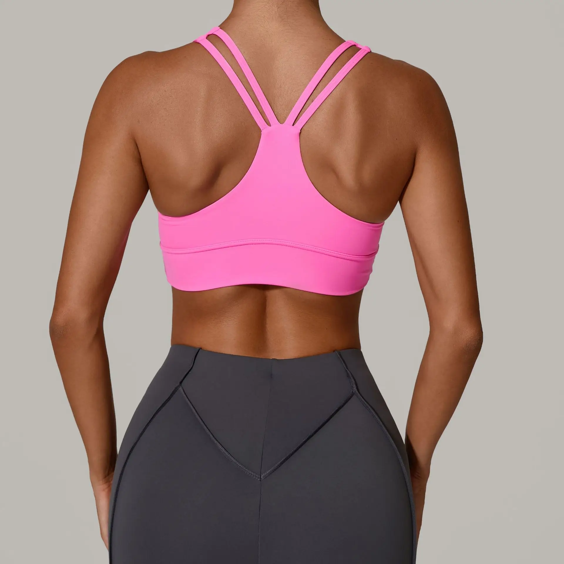 Scrunch Sports Bra Shockproof Push Up Gym Top Women Quick-Dry Yoga Clothes Pleated Design Brassiere Workout Crop Top Female