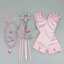 Girls Pink Cosplay Aurora Princess Crown Magic Wand Costume Headband Party Rhinestone Hair Bands For Kids Hairband Gifts Toys