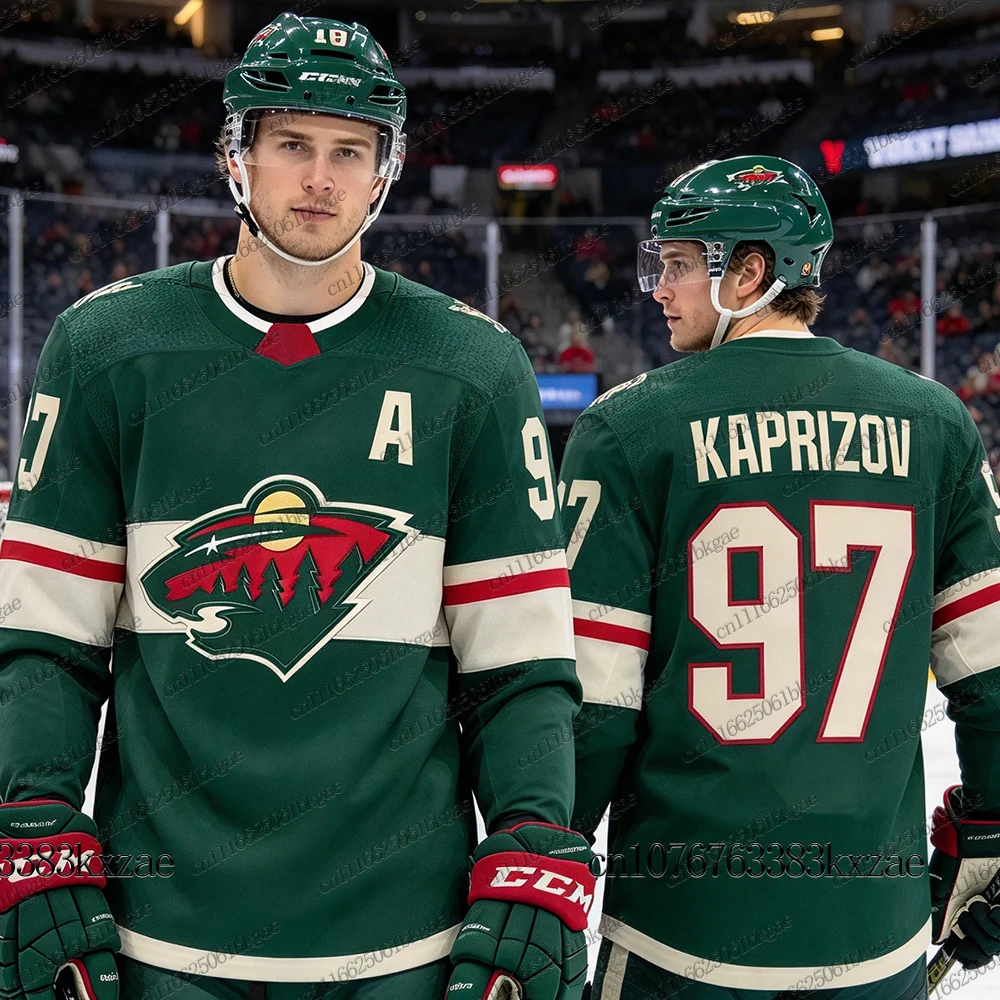 Autumn Winter New Ice Hockey Jerseys For Men  Minnesota Wild Hockey Jerseys Casual Long Sleeve Jerseys Couple Hockey Jerseys