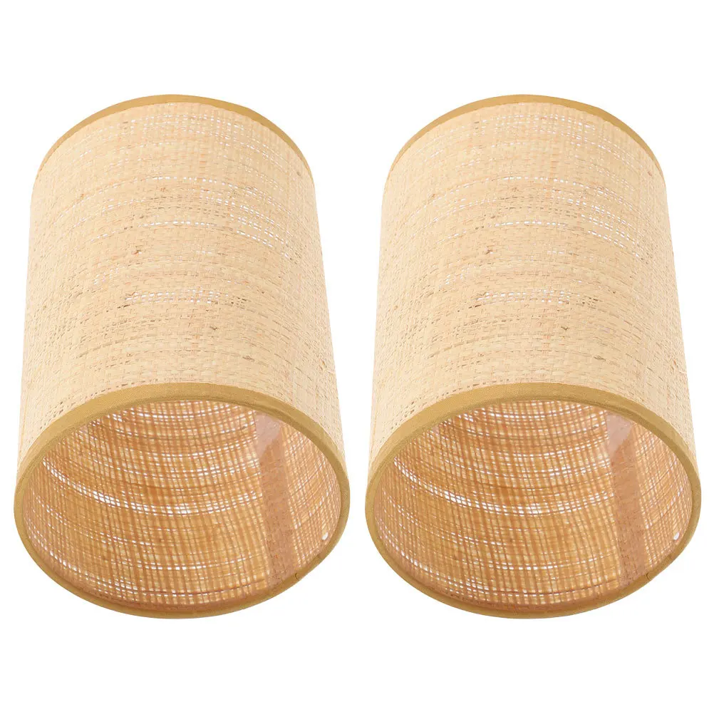 

2Pcs Vintage Rattan Pendant Lamp Shades Rustic Woven Chandelier Cover for E27 E14 Decorative Home Lighting Lamp Shade