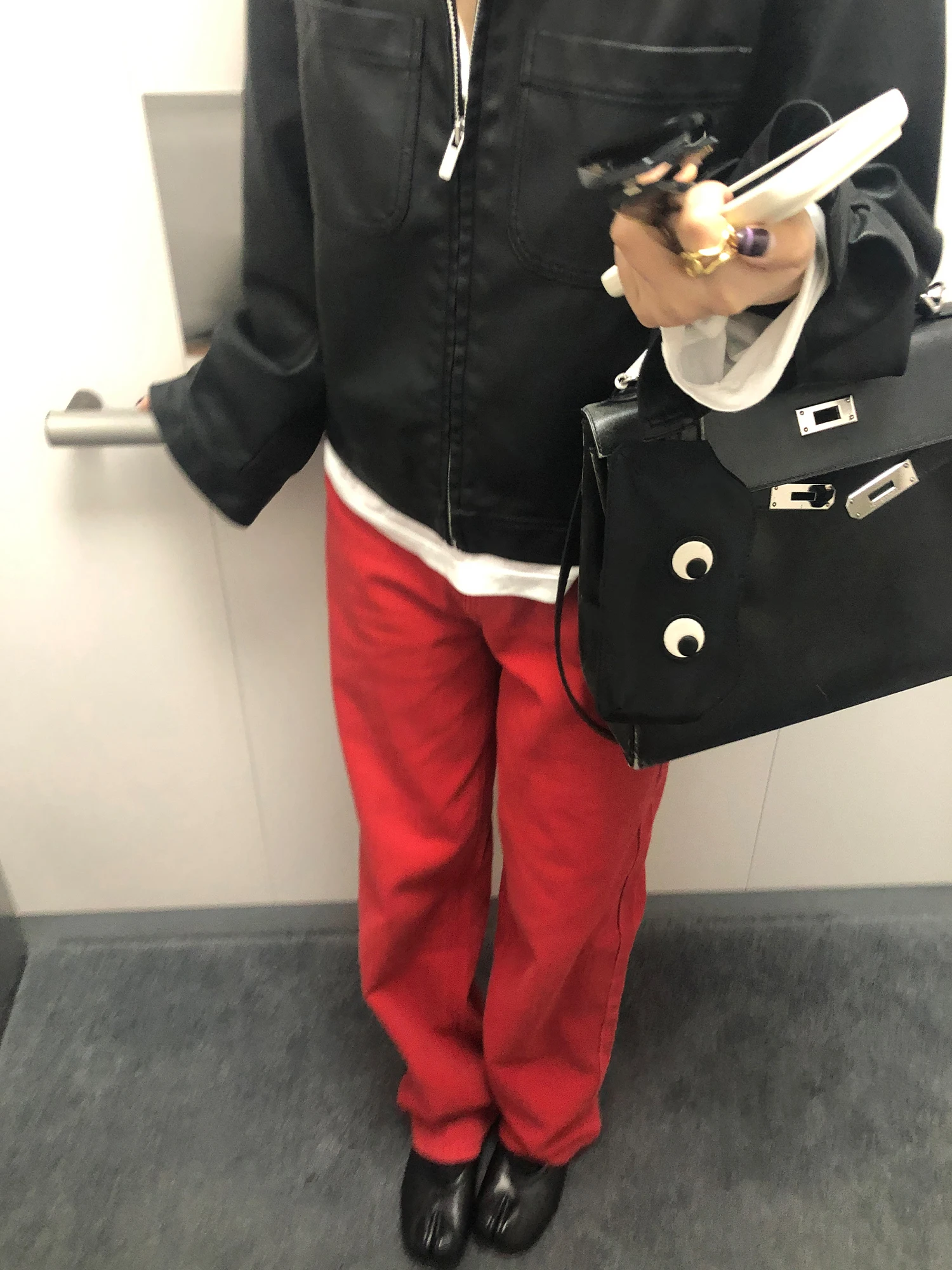 

Джинсы WXLSTUDIO красные с высокой талией, прямые, женские, весна 2026, новый стиль, с геометрическим узором, окрашенные на заказ, хлопковые брюки