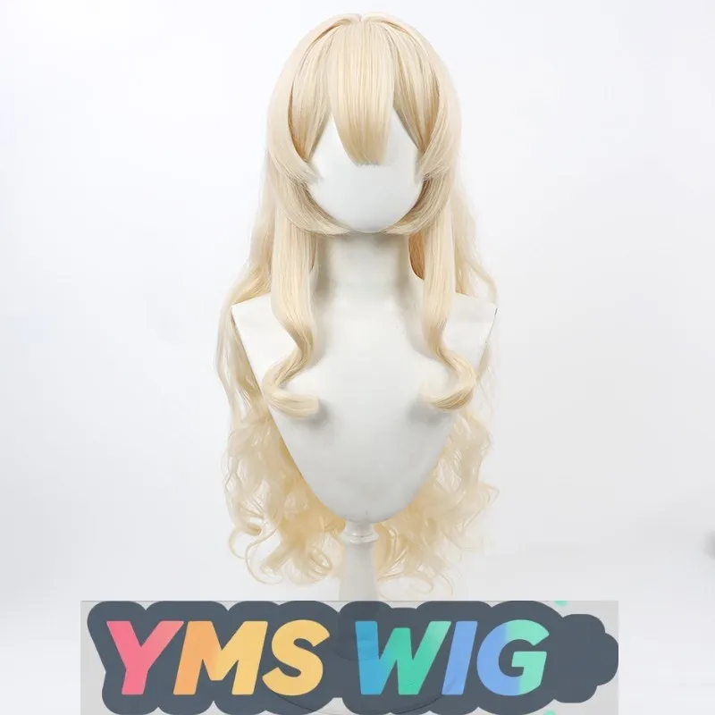 【YMS WIG】Wig Cosplay Azure Files Blue Smiling Professor Rambut Keriting Kuning Muda Kulit Kepala Realistis