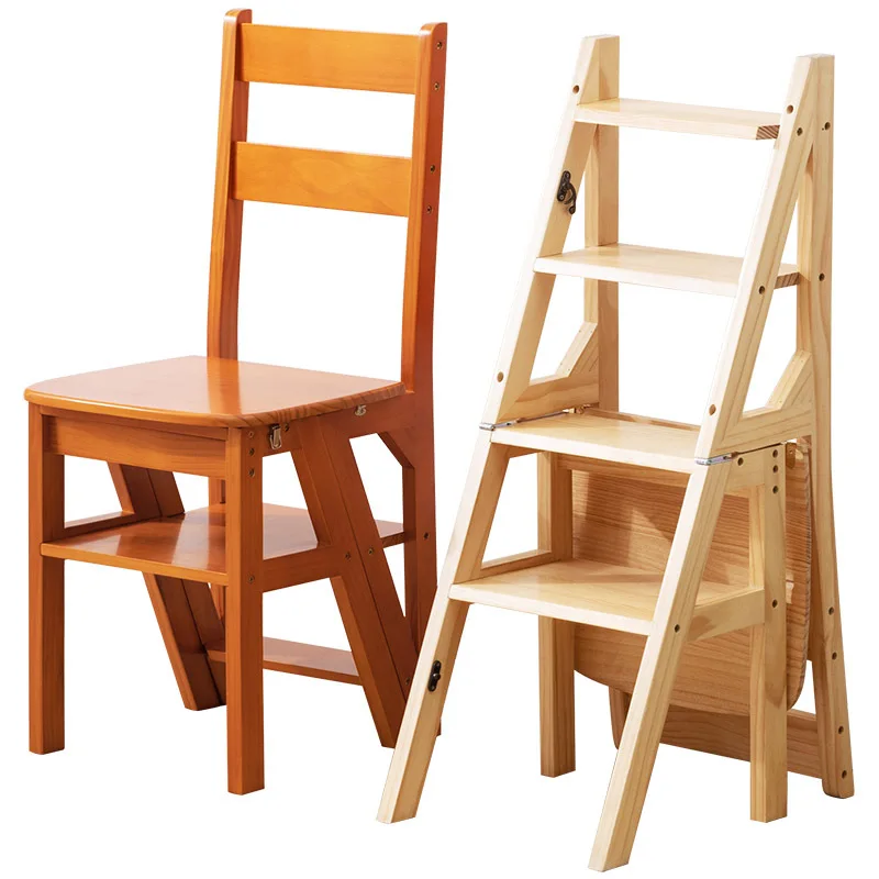 Solid wood folding stool ladder Family household ladder Folding ladder Indoor stool