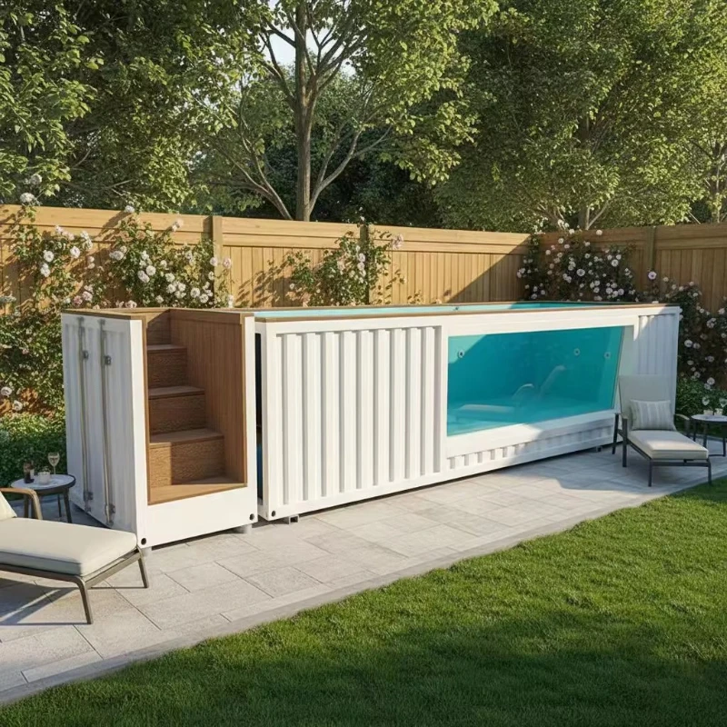 Customized Big Made Above Ground Home Family Outdoor Use 20ft 40ft  Shipping Container Swimming Pool