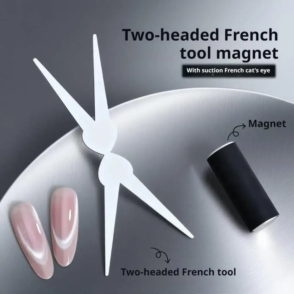 Herramienta de Arte de uñas magnética de gato multifunción francesa 2 en 1, línea 3D con hierro, nuevos imanes cilíndricos fuertes, herramienta de bricolaje de diseño de media luna
