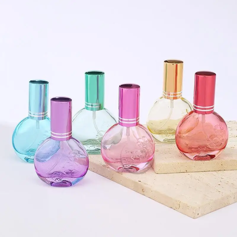 

15ml Lotus leaf Perfume Bottle Colored Glass Spray Bottle Portable Essential Oil Sample Dispenser Refillable Empty Bottle