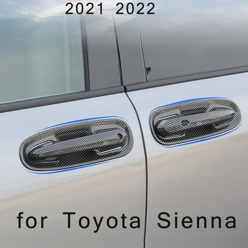 LHD Door Handle Cover Trim For Toyota Sienna XL40 2022 2021 Car Accessories Plastic Imitation Carbon Fiber