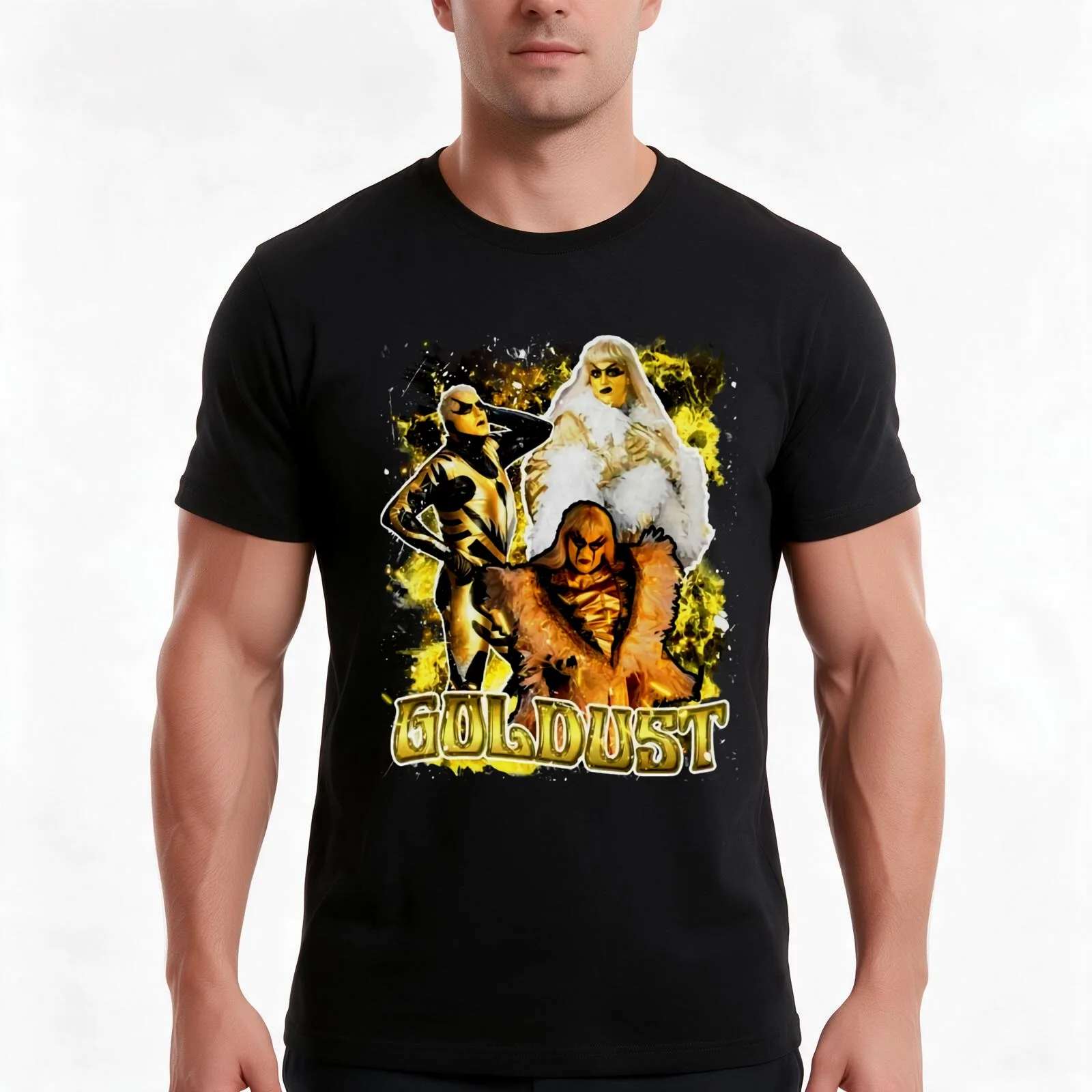 Vintage Inspired Goldust Wwf Wrestling Tee T-Shirt, Summer Casual Cotton Tee, Oversized Streetwear Tops, Vintage Graphic Print