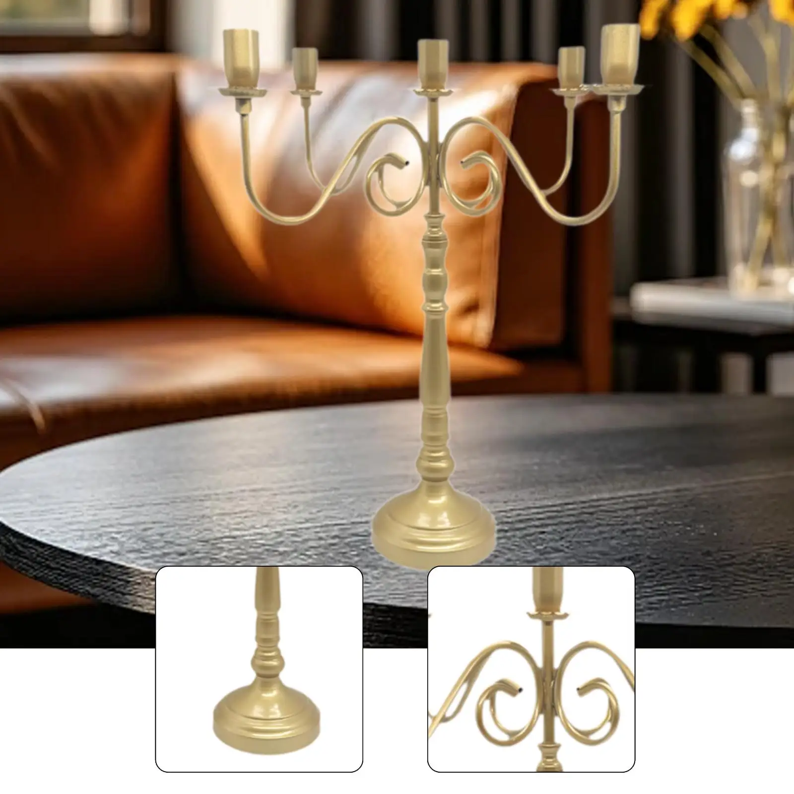 Elegant Metal Candle Holder Multi Arm Vintage Candlestick Stand for Tabletop Home Wedding Party Decoration