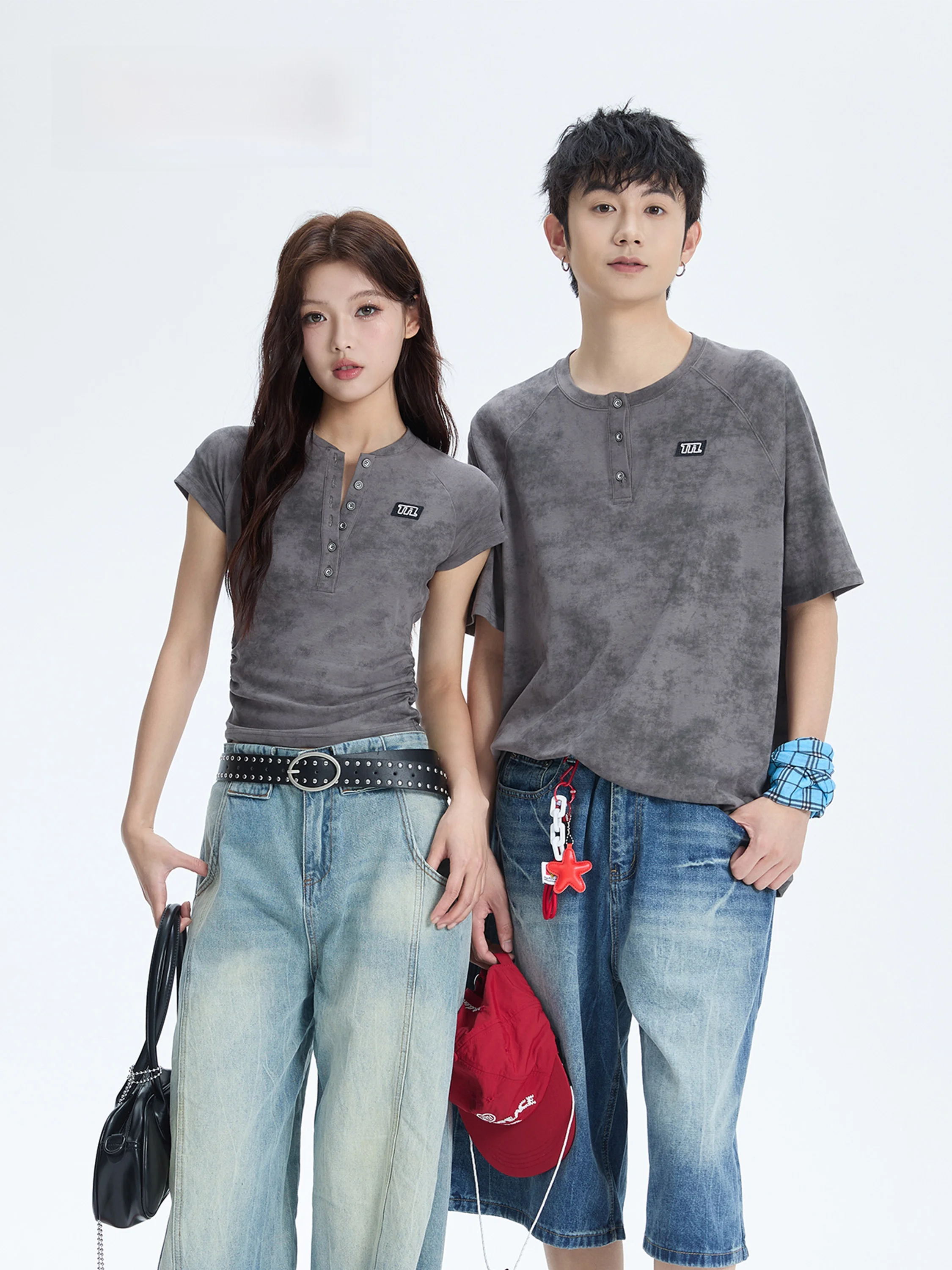 

Tryforlove Couples Casual Short Sleeve T-shirts Men's Women's Slim Fit Summer Clothing Soft Comfortable Breathable Cotton Blend