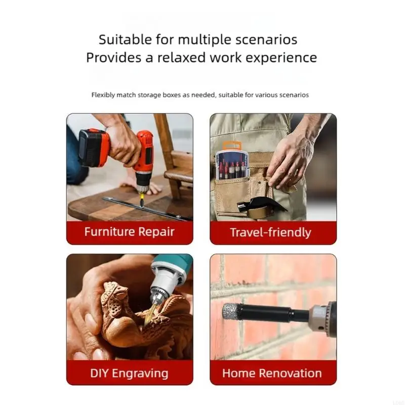 Portable Drill Bit Storage Case With Nonslip Base Tool For Workspaces