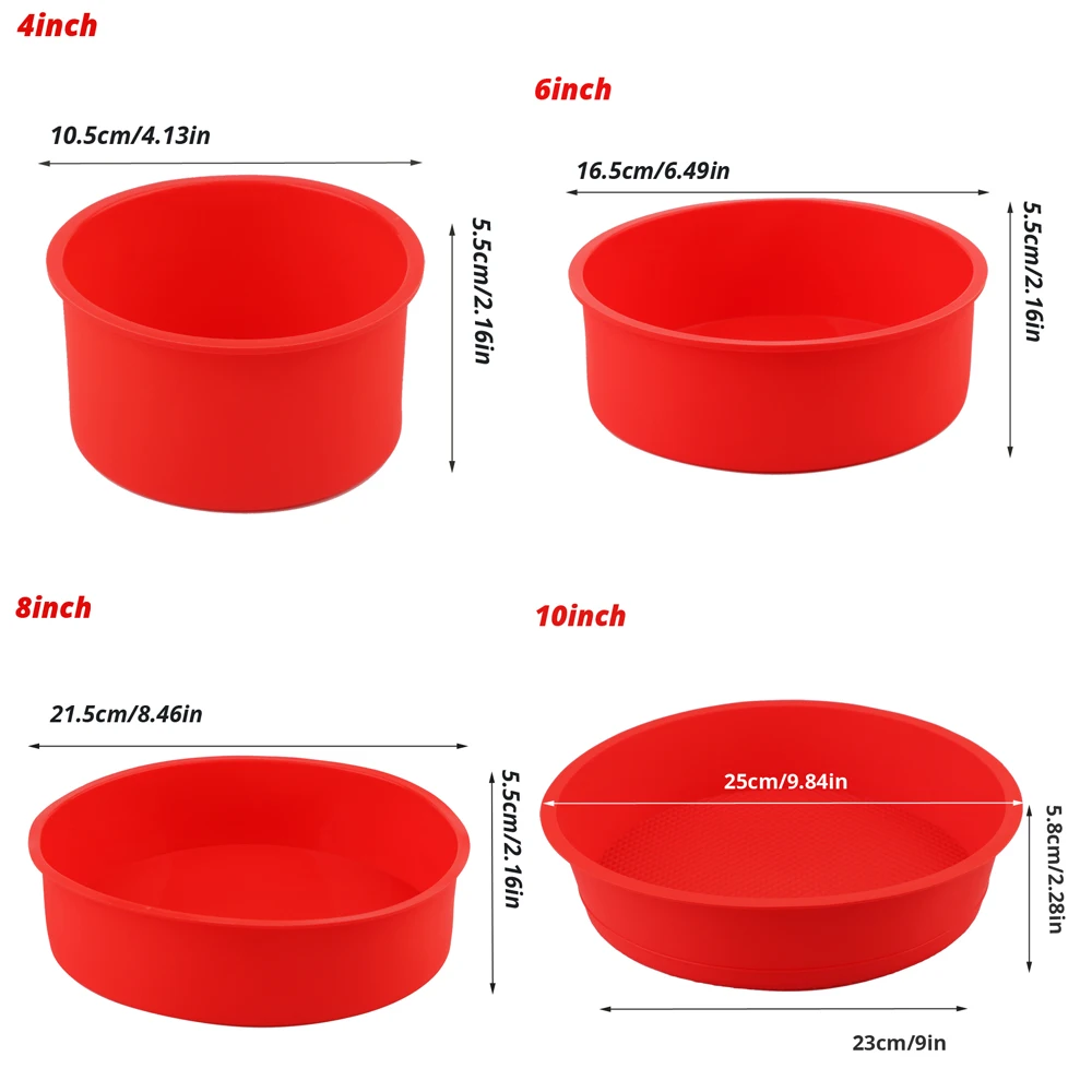 Red Round Silicone Cake Mold, Food-Grade Silicone, Non-Stick and Easy to Demold, Suitable for Making Chiffon Cakes, Mousse, Pudding, Jelly, Handmade Soap, and Other Desserts or Handmade Products
