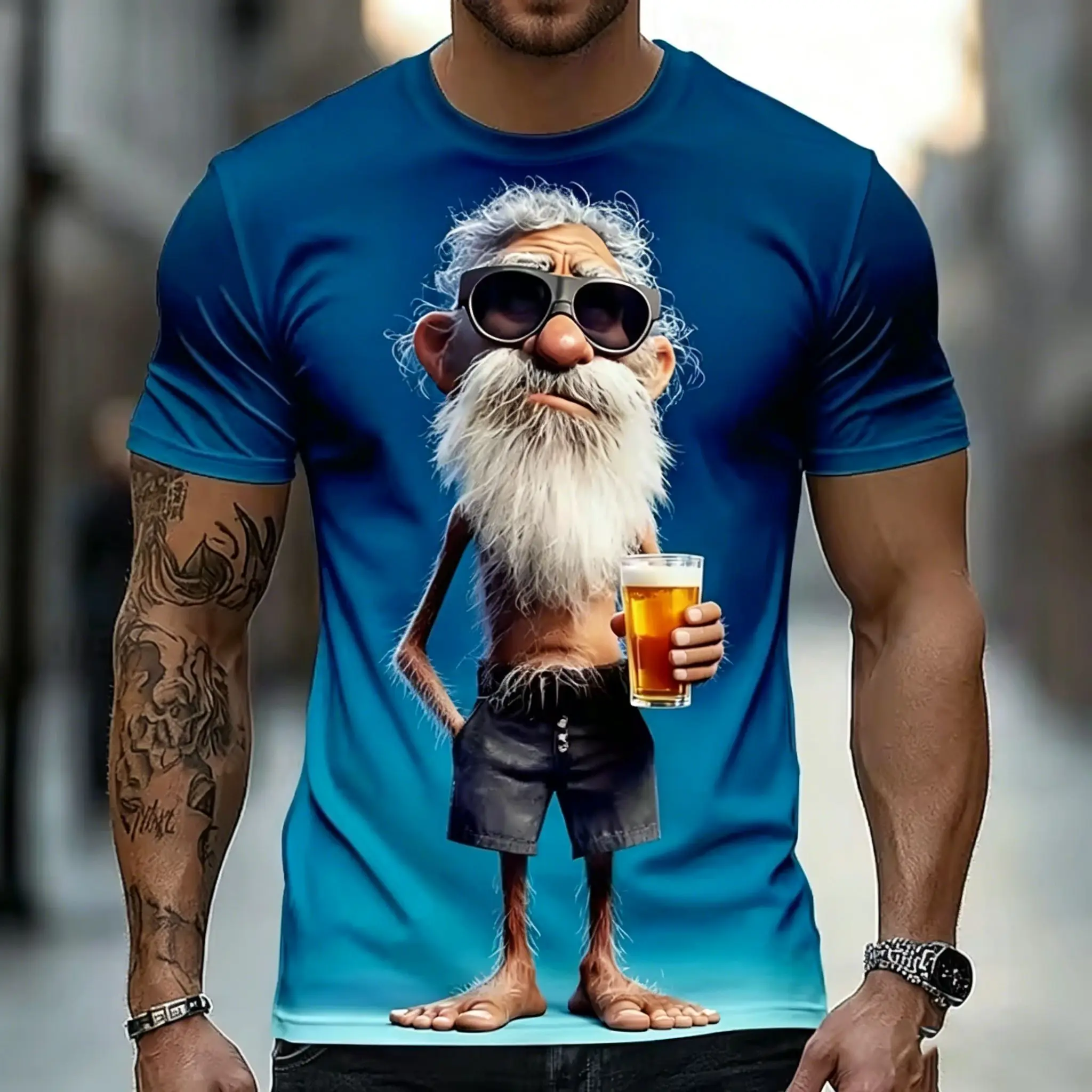 Funny Angry Grandpa 3D Print T-Shirts Men Women Round Neck Short Sleeve T Shirt Hip-hop Oversized Street Tees Top Men's Clothing