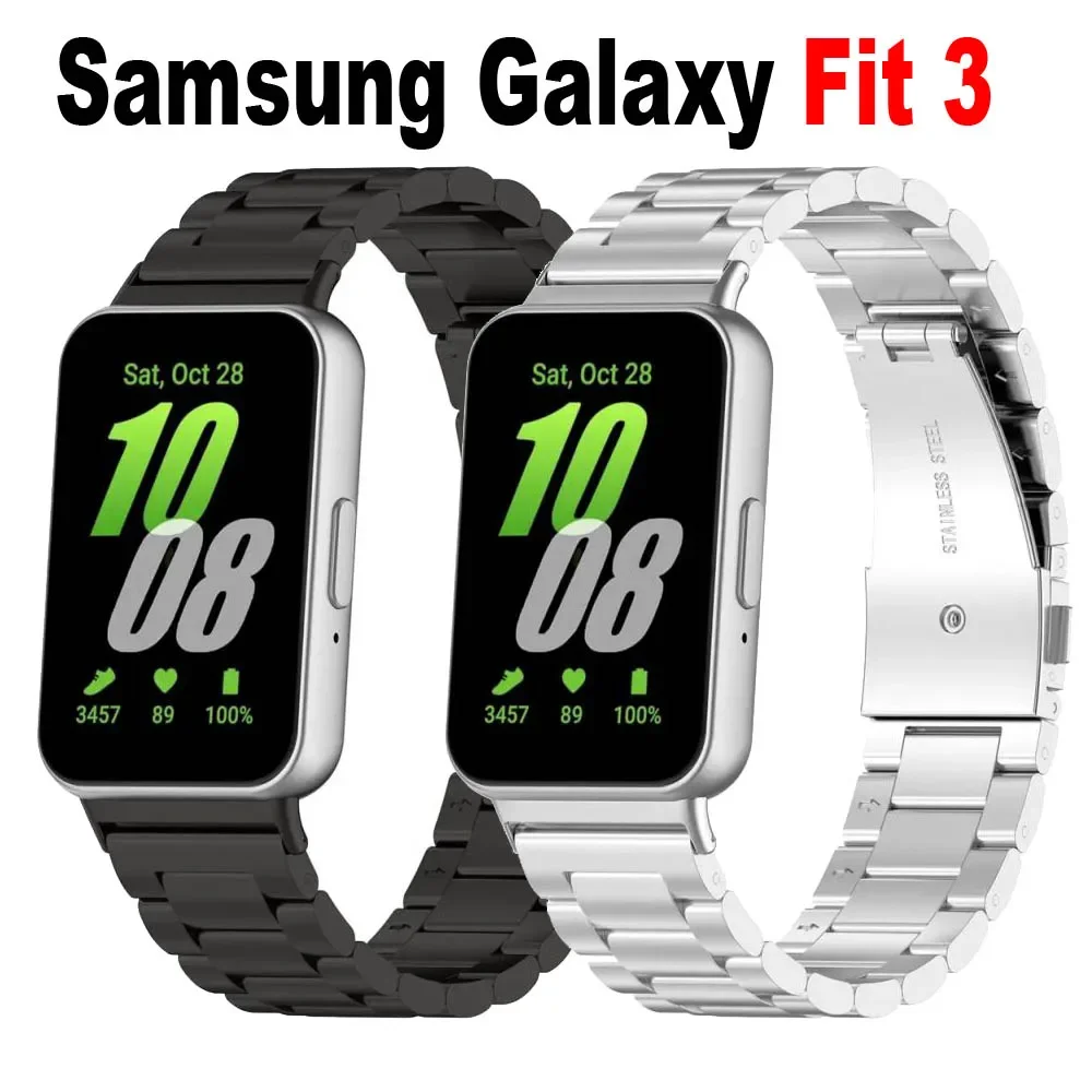 Stainless Steel Metal Strap For Samsung Galaxy Fit3 Band Bracelet For Galaxy Fit 3 SM-R390 Wristband Replacement Accessories