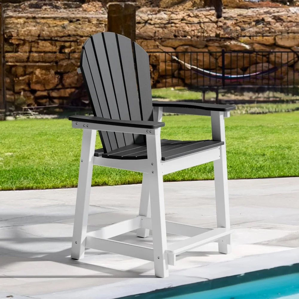 

Tall Adirondack Chair, Recyclable HDPE Balcony Chair, with Widened Armrests and Footrest, Capacity 400LBS,Patio Chair