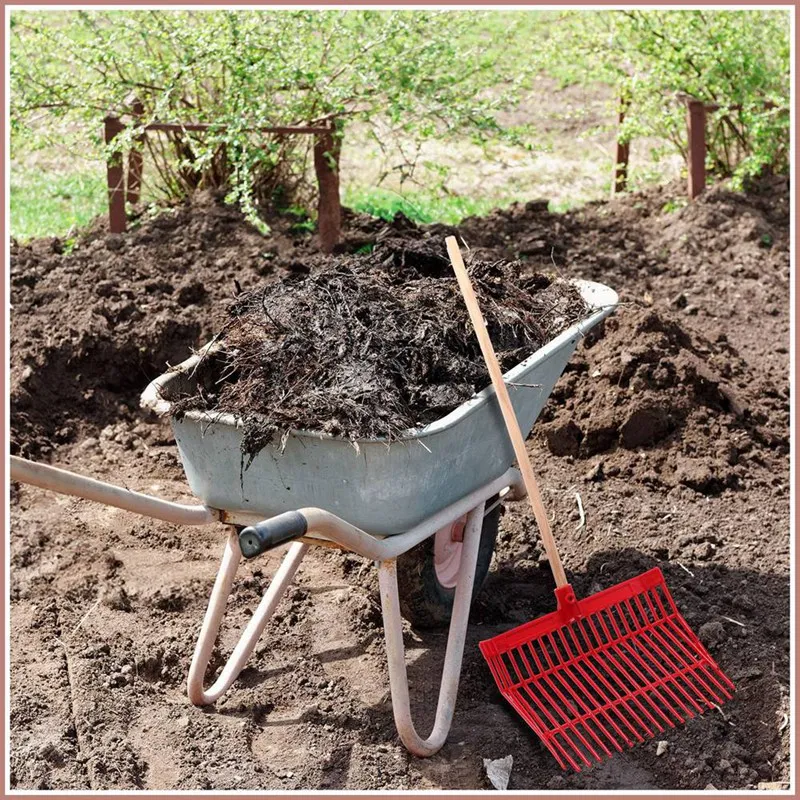 Manure Fork Replacement , Pitchfork , Horse Manure Rake, for Picking Up Manure, Stable Waste Removal,Red,2Pcs