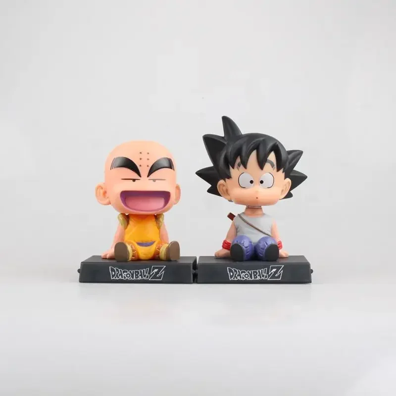 11cm Dragon Ball Son Goku Krillin Car Doll Shaking Head Auto Interior Kawaii Tabletop Ornament Bobble Head Kids Toys Child Gift