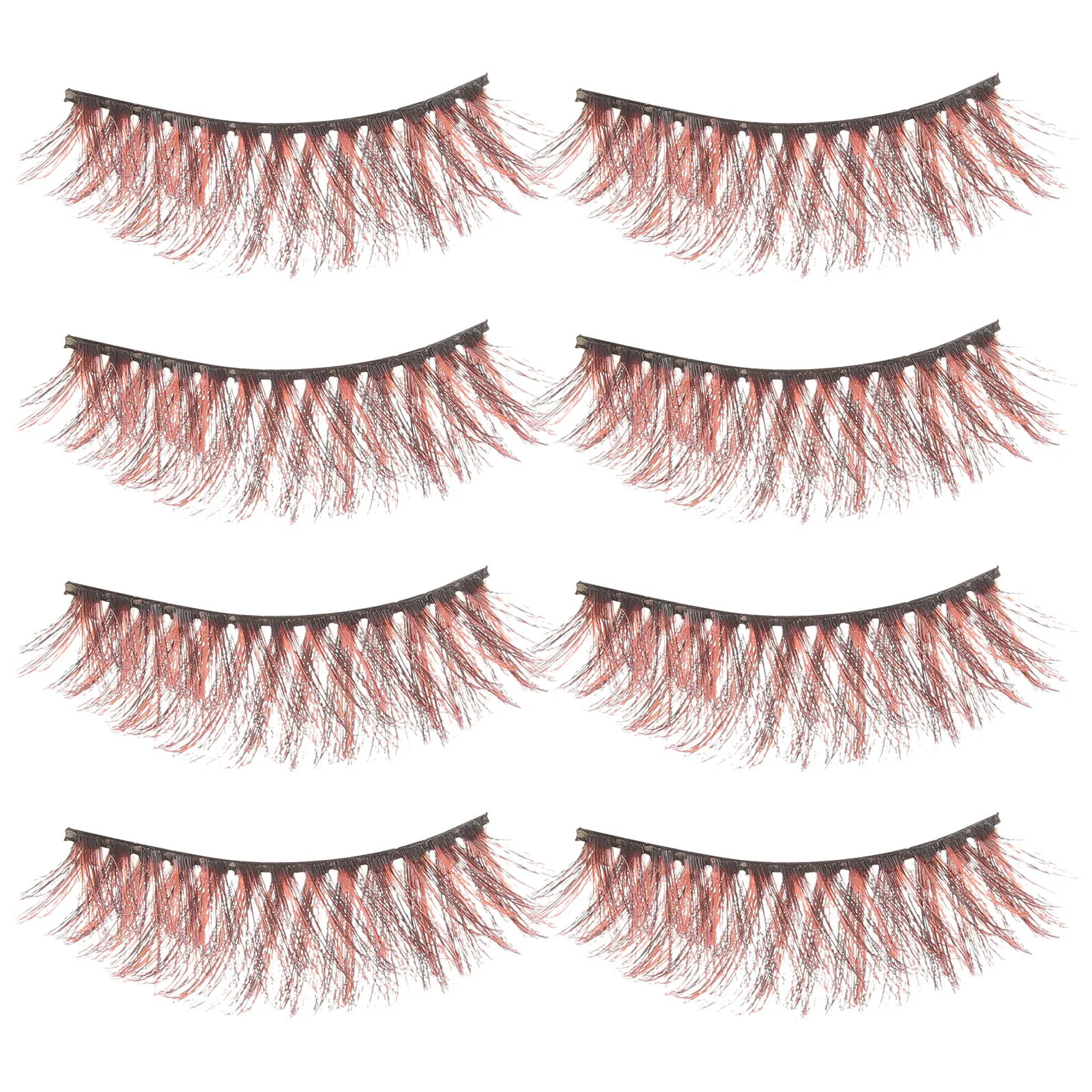 

4Pairs Fake Eyelashes 3D Colored Natural Wispy False Lashes for Women Makeup Curly Lashes Pack Beautiful Delicate Fashion