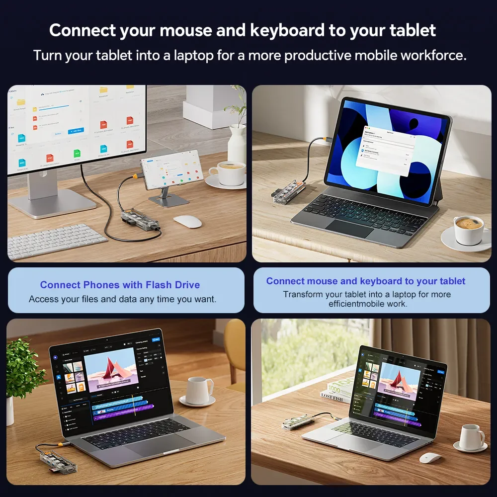 ASOMETECH 6 في 1 USB HUB Type-c إلى HDMI-متوافق 4K TF PD 100W محول لماك بوك برو USB 3.0 Hub ملحقات الكمبيوتر المحمول اللوحي #6