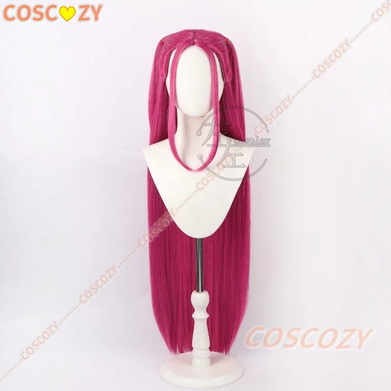 Perruque de Cosplay du film animé KPop Demon Hunters Mira, cheveux longs Rose rouge Huntrix, fête d'halloween pour femmes et filles, accessoire de jeu de rôle