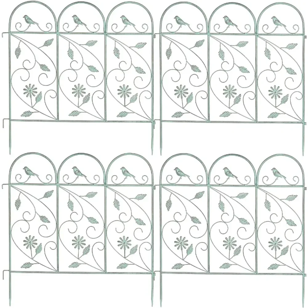 25 inch x 8 foot metal garden fence border, rustic style decorative garden fence animal barrier landscape edge iron fence board