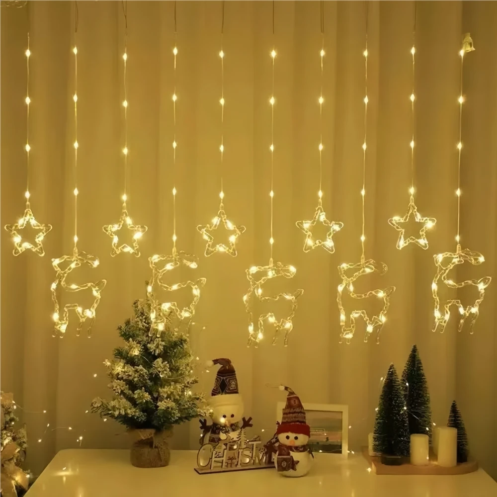 Christmas Curtain Lights 3M 10 Branches USB Powered Remote Control 8 Modes LED Fairy Lights for Window Home Decor