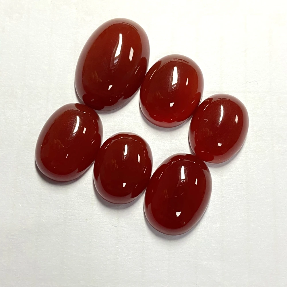 50 Pieces 1 Bag Natural Red Carnelian Oval 10x12mm Cabochon Flat Bottom Agate Stone
