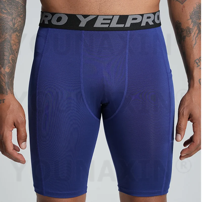 Men's Fitness Shorts With Pocket Quick-drying Sweat-relieving Elastic Tights Running Training Sports Shorts S M L XL 2XL 3XL 4XL