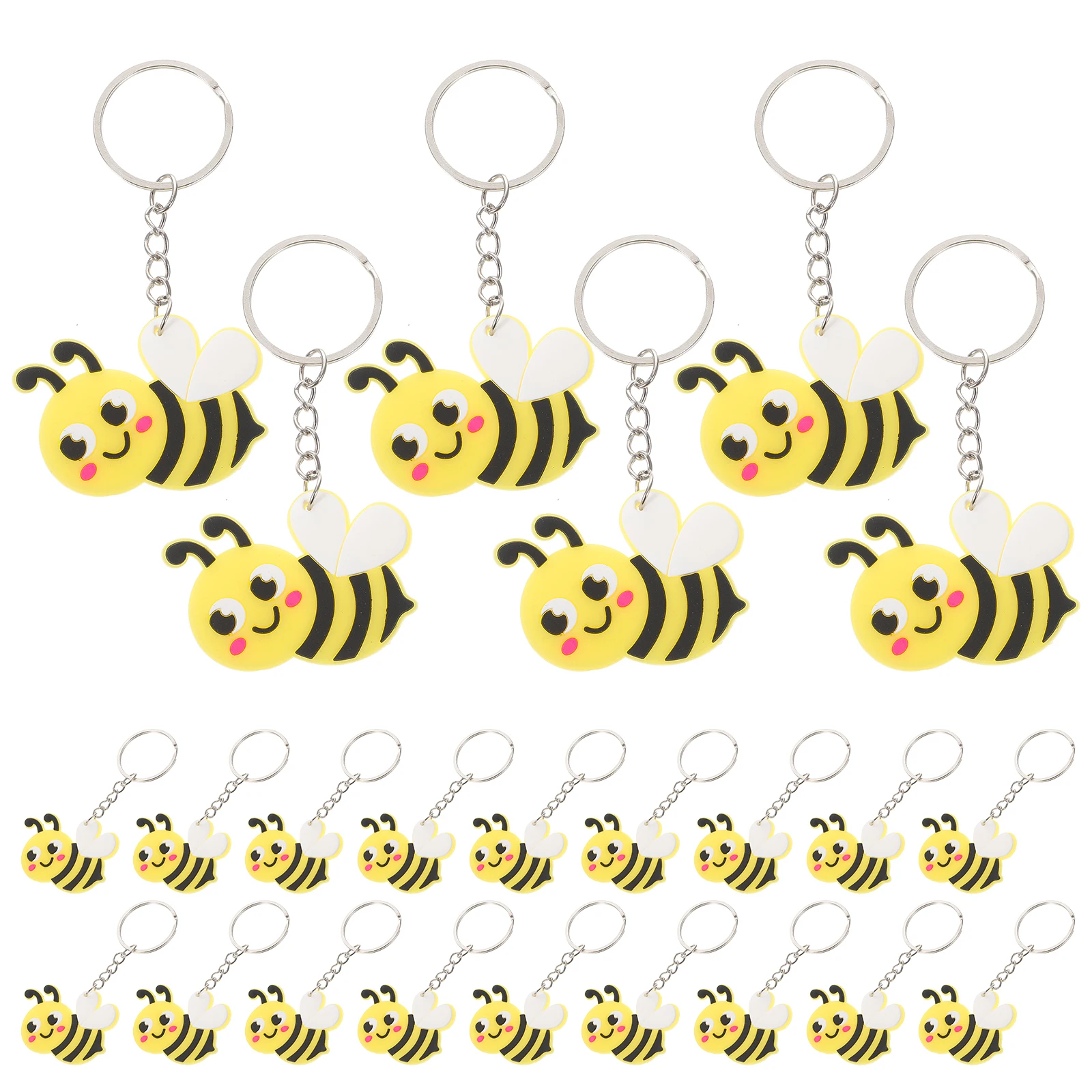 24pcs Cute Cartoon Bee Pendant Bee Keychain Hanging Pendant PVC Mom Decor Bags Pendant Creative Keychain Pendant for Bag