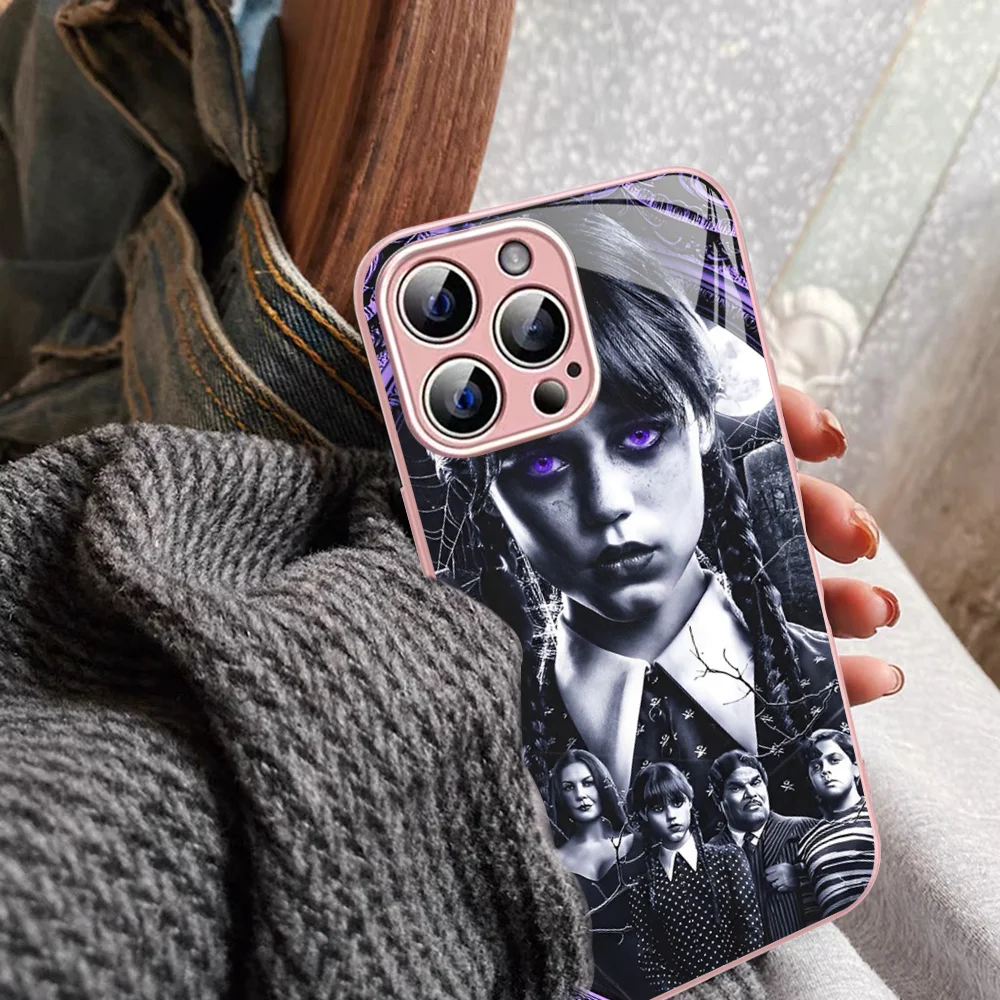 Wednesday Addams Family Tv Shows Phone Case Tempered Glass For Iphone 14 13 12 11 Pro Mini XS MAX 14Plus X XS XR Cover