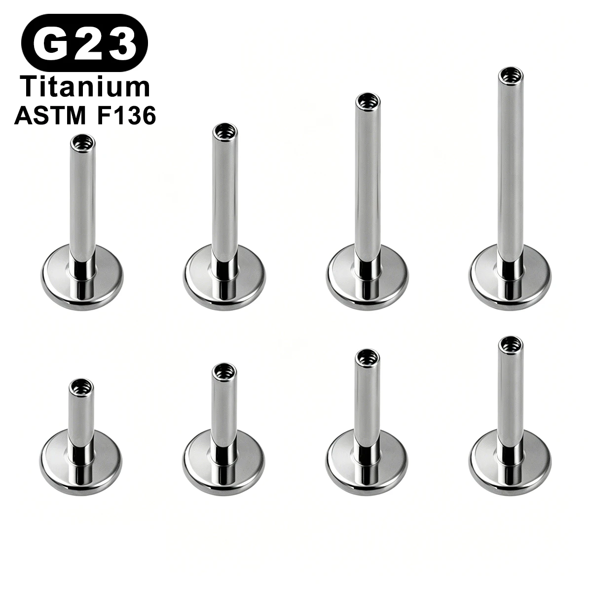 6pcs ASTM F136 G23 Titanium Internal Thread Labret Stud Replacement Bar 16G Lip Ear Cartilage Helix Piercing Jewelry Accessories