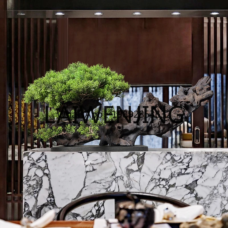 7ZSPGreenery Bonsai New Chinese Style Artificial Greeting Pine Decoration Tea Room Hotel Club Hallway Decorations