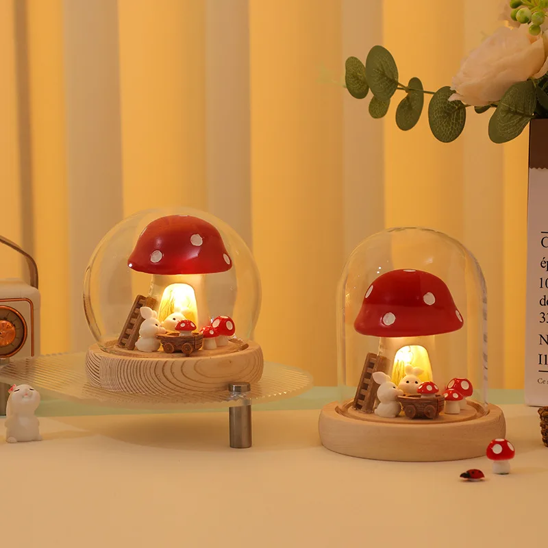 Handmade DIY Rabbit Mushroom Night Light Home Bedroom Study Atmosphere Light Decoration Student Dormitory Girl Friend Gift